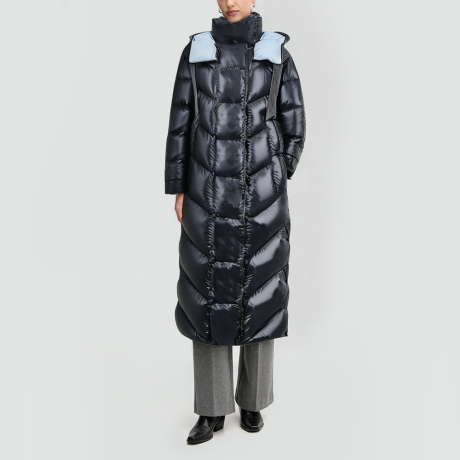 Long shiny quilted puffer down jacket