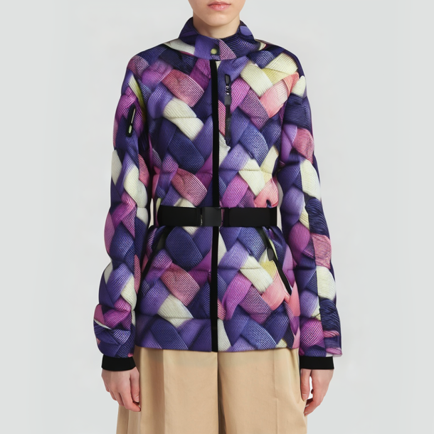 Retro style hooded down jacket with belt