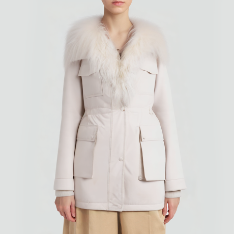 Fox fur collar down parka