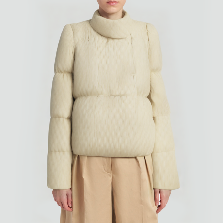 Warm fleece-lined stand-collar down short parka