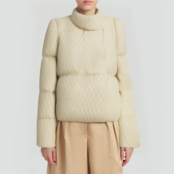 Warm fleece-lined stand-collar down short parka