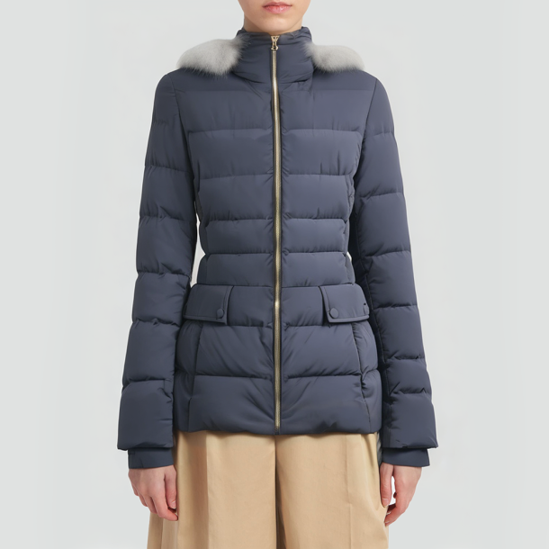 Navy-style detachable hooded down jacket