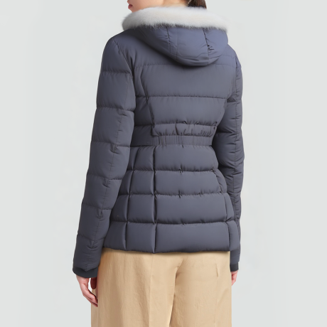 Navy-style detachable hooded down jacket