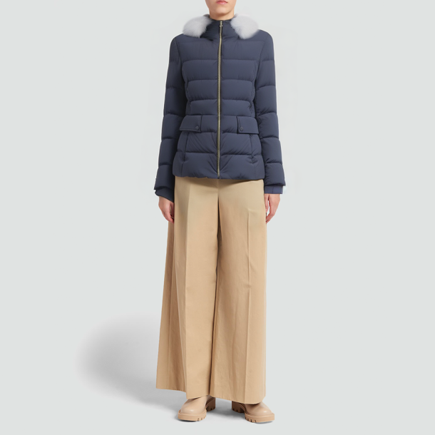 Navy-style detachable hooded down jacket