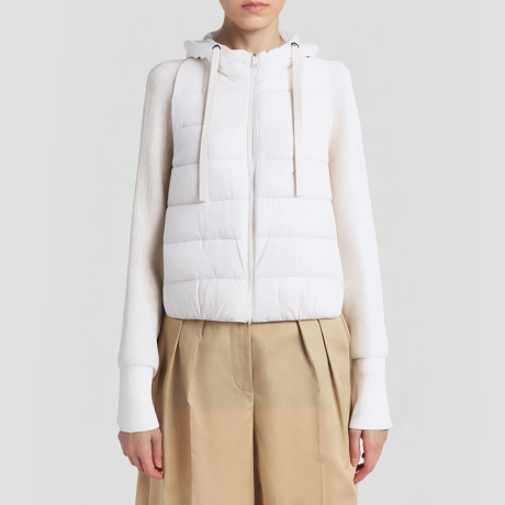Down-filled short hooded jacket