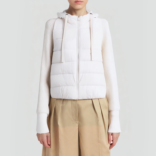 Down-filled short hooded jacket