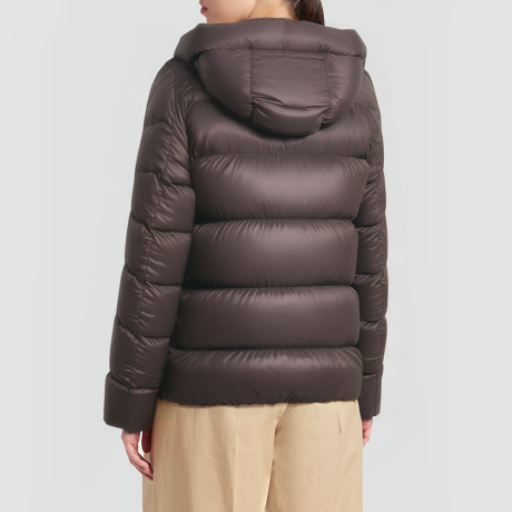 Detachable-hooded down puffer jacket