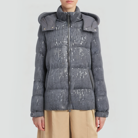 Sequined women's short puffer jacket