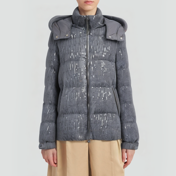 Sequined women's short puffer jacket