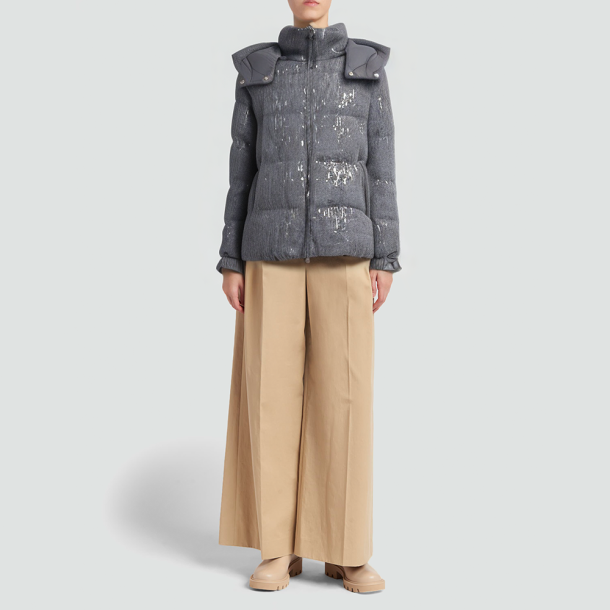 Sequined women's short puffer jacket