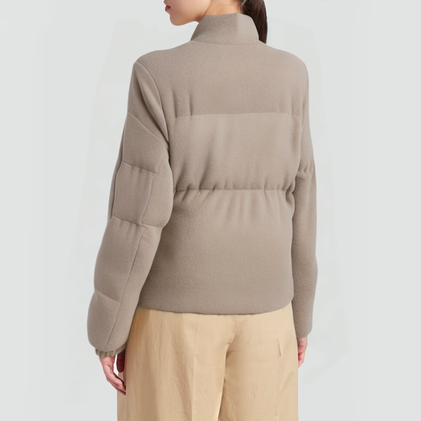 Short cashmere stand-collar down jacket