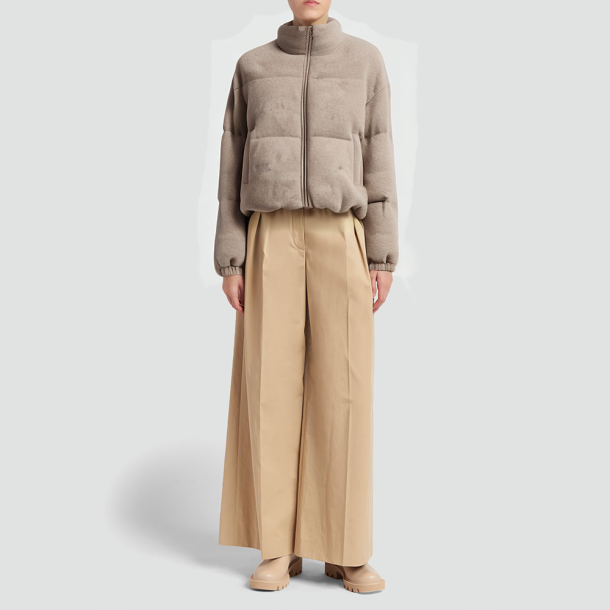 Short cashmere stand-collar down jacket