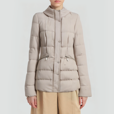 Women's hooded wool-blend down jacket