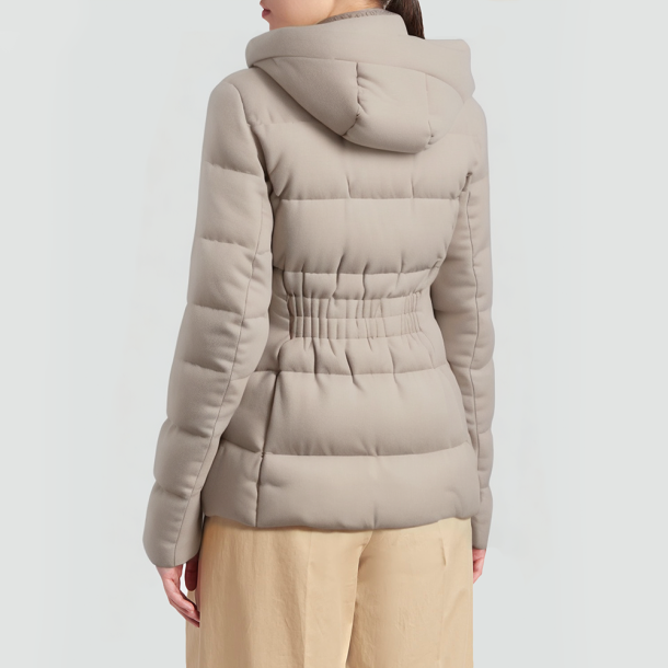 Women's hooded wool-blend down jacket