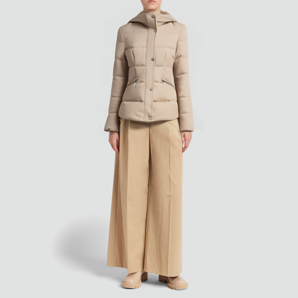 Women's hooded wool-blend down jacket