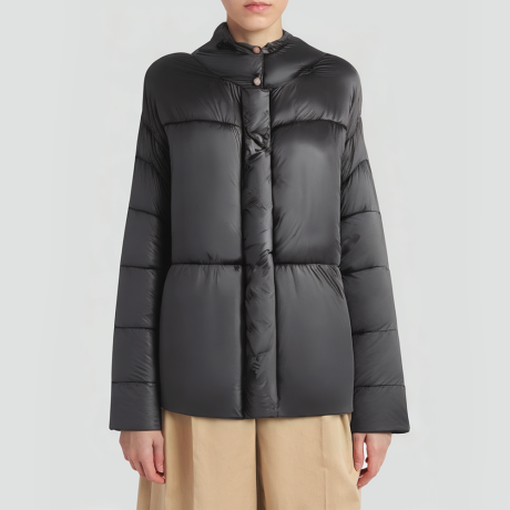 Stand-collar zippered warm down jacket