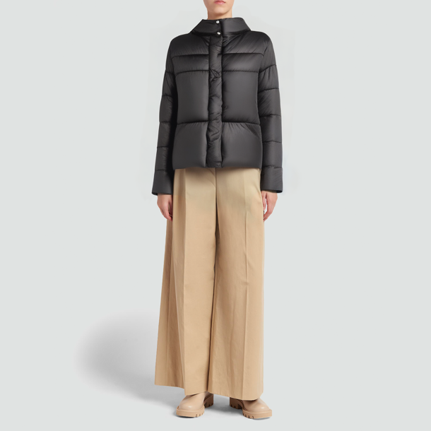 Stand-collar zippered warm down jacket