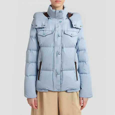Blue down-filled warm jacket
