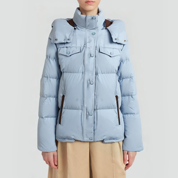Blue down-filled warm jacket