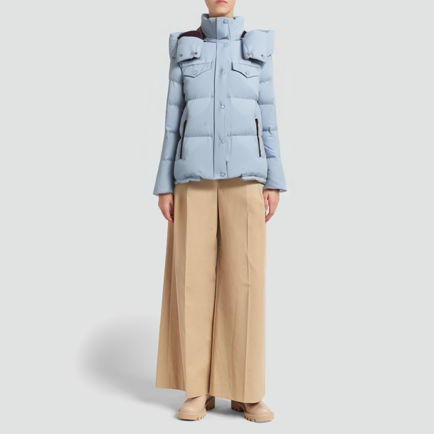 Blue down-filled warm jacket