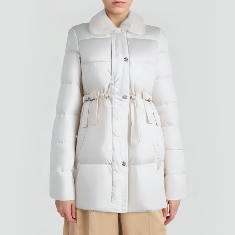 White belted down jacket