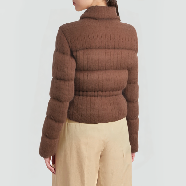 High-neck mohair blend down puffer jacket