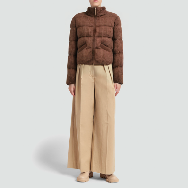 High-neck mohair blend down puffer jacket