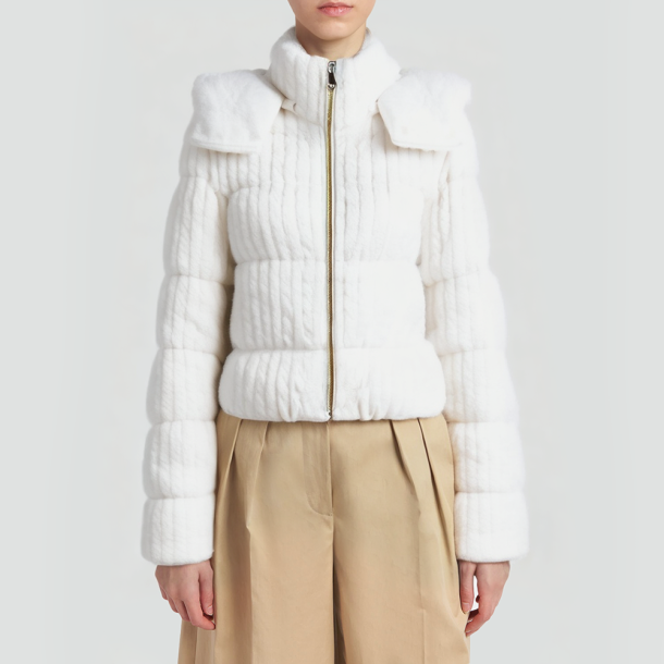 High-neck Tencel and mohair puffer jacket