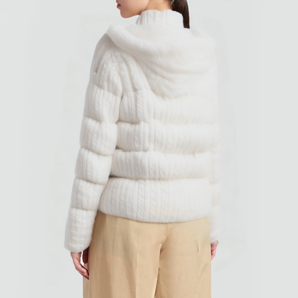 High-neck Tencel and mohair puffer jacket