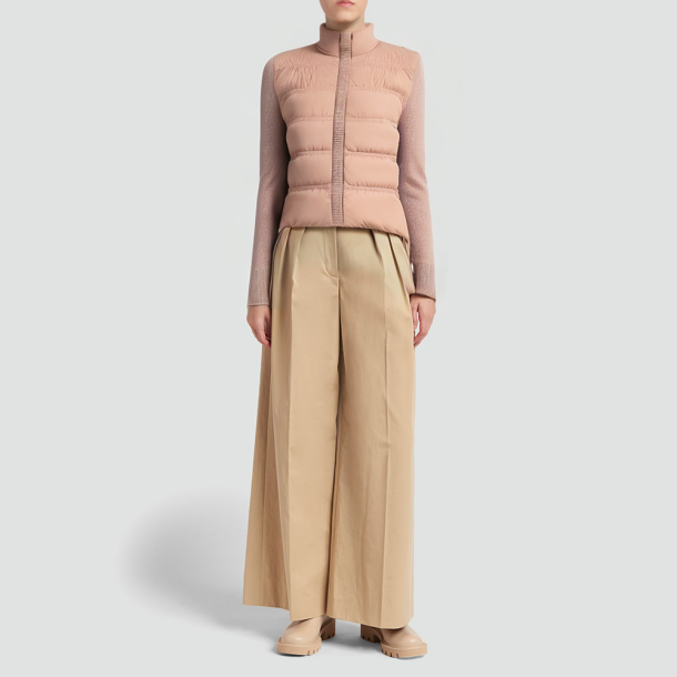 Stand-collar Knit-Sleeve Goose Down Lightweight Jacket