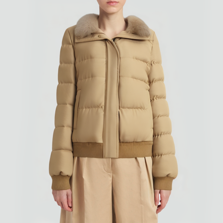 Short down jacket with fox fur collar