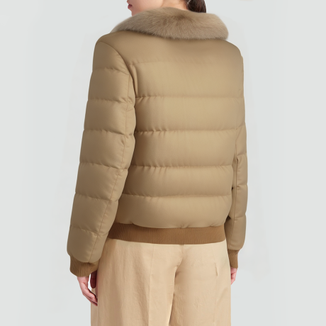 Short down jacket with fox fur collar