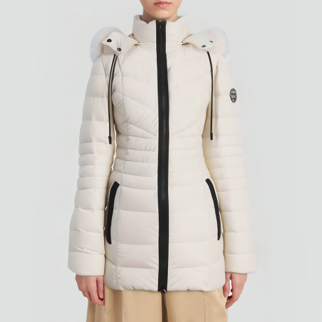 White fox fur hooded down jacket