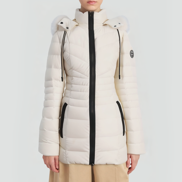 White fox fur hooded down jacket