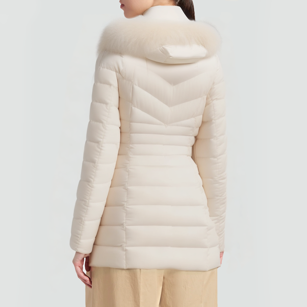 White fox fur hooded down jacket
